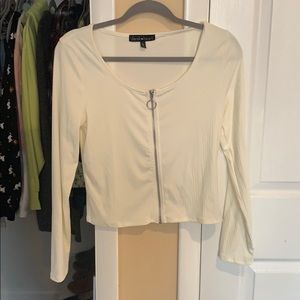 Fitted, ribbed, zipper top